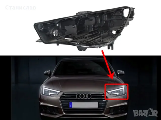 Лява основа (корпус) за фар за Audi A4 B9 Highline (2015-2019), снимка 1 - Части - 47936663