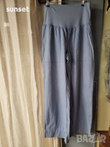 H& M ЛЕНЕН  син панталон,широки крачоли- М размер, снимка 2 - Панталони - 46430670