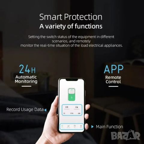 Tuya Smart / Smart Life WiFi DIN смарт-ключ 63A с отчет на консумация, снимка 10 - Друга електроника - 45944792