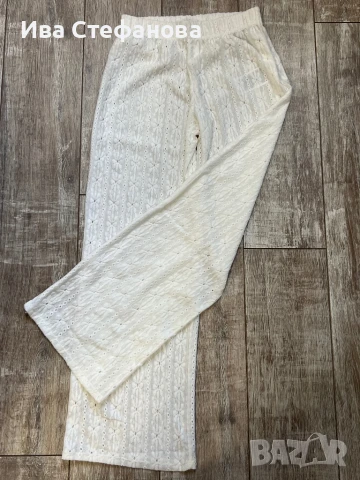 Нов бял висока талия спортно елегантен еластичен панталон , снимка 2 - Панталони - 40368001