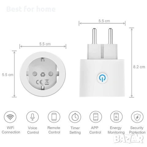 ANTELA Smart Plug 16A 3680 Watt с мониторинг на захранването - 4 бр., снимка 2 - Друга електроника - 53684721