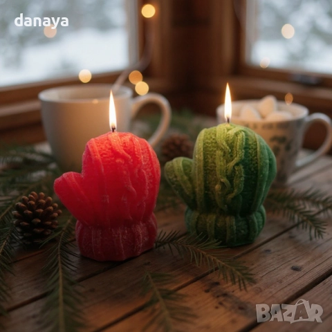 6232 Коледна ароматизирана свещ Ръкавичка, снимка 4 - Декорация за дома - 52121834