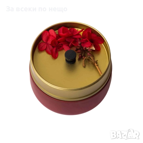 Ароматна свещ в метална кутийка с декорация, 4 аромата Код P1340, снимка 8 - Декорация за дома - 52016154