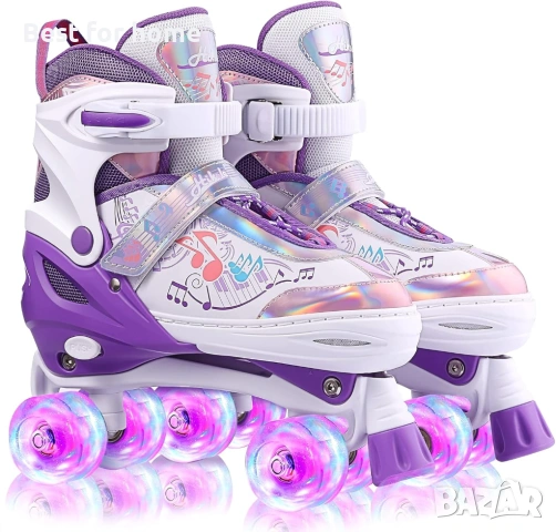 Ролкови кънки Hikole за момичета с 4 колела с ярки, регулируеми, дишащи 35-39 номер