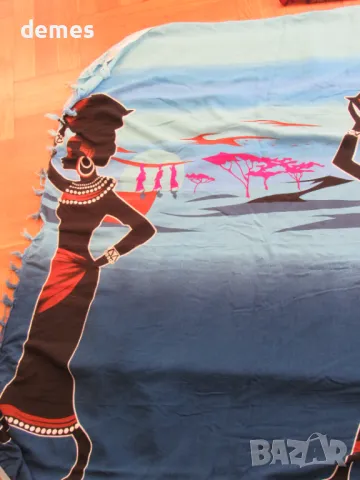 Класически етиопски шал син цвят с щампа-GABI