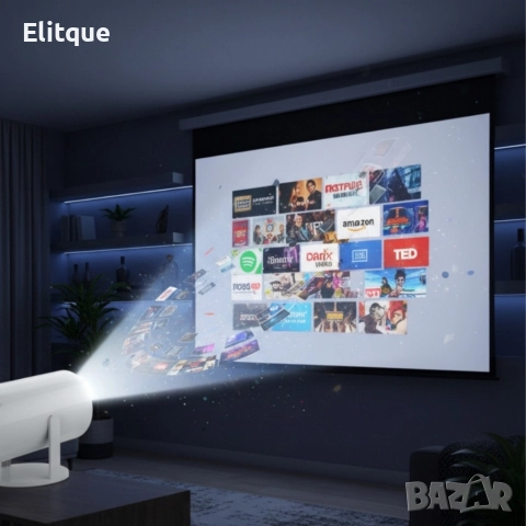 Преносим мини проектор,Android 11,HDMI връзка,USB,AV, Audio jack3.5mm,ротация на 180 градуса