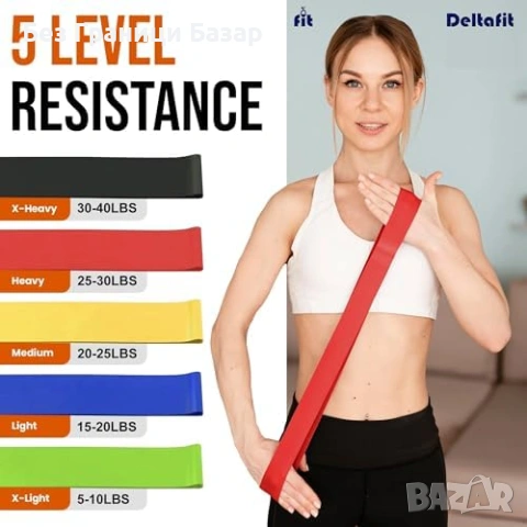 Нови Фитнес ленти 5 степени съпротивление за домашни тренировки йога пилатес с калъф, снимка 2 - Други спортове - 54070321