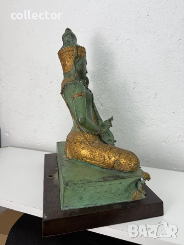 Tайландска бронзова статуетка на музикант с позлата. №7626, снимка 11 - Антикварни и старинни предмети - 52480170