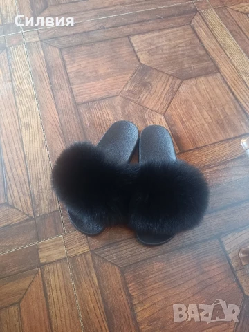 Чехли с естествен косъм , снимка 3 - Чехли - 50646576