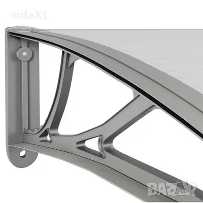 vidaXL Навес за врата, сив, 150x100 см, поликарбонат（SKU:153570）, снимка 4 - Други - 48594653