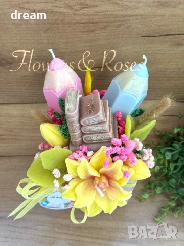 Тематични букети от ароматни соеви свещи за любимите учители, снимка 3 - Арт сувенири - 51409427