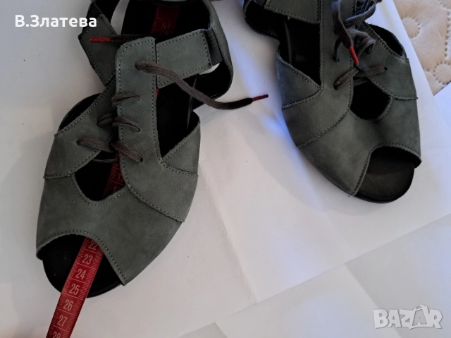 Сандали зелени Think  №38, естествен велур, снимка 6 - Сандали - 51512313