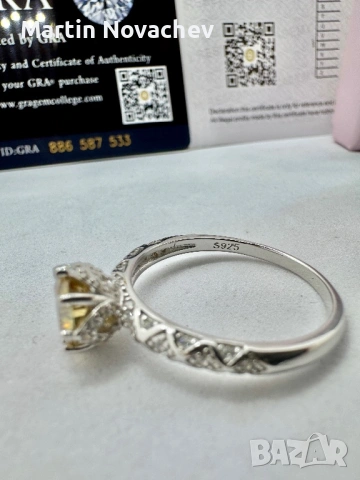 Сребърен пръстен с мойсанит (Диамант) 1 карат, снимка 7 - Пръстени - 54118112