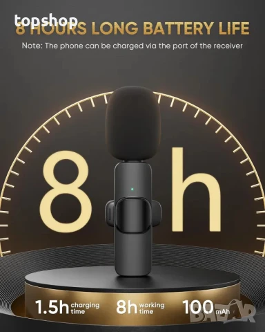 НОВИ, ТЕСТВАНИ безжични петлични микрофони, съвместим с iPhone/iPad/телефон с Android/лаптоп, IUMAKE, снимка 7 - Микрофони - 50525239