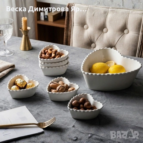 Луксозен комплект порцеланови купи със заоблен релеф - 7 части, снимка 5 - Сервизи - 53929293