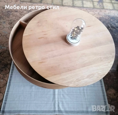 Кръгла холна маса с прибиращ се плот, вътрешен рафт и стабилна основа. , снимка 11 - Маси - 52169019