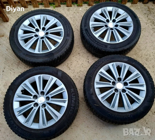 Лети джанти с зимни гуми за Пежо. 16-ки оригинални, снимка 1