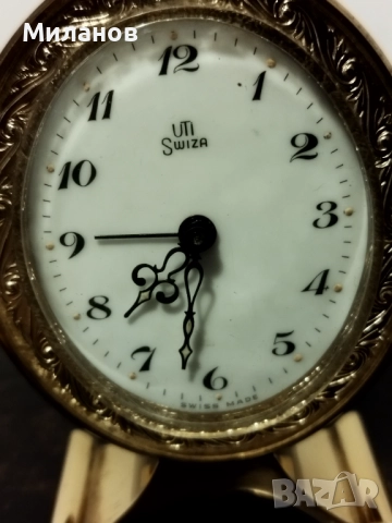 Стар швейцарски будилник, настолен часовник, снимка 2 - Антикварни и старинни предмети - 52318413