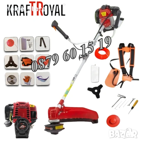 Четиритактов бензинов тример за трева 74 куб KraftMaster, храсторез