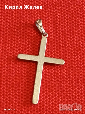 Сребърна висулка кръст елегантен стилен дизайн много красив 52372, снимка 8 - Колиета, медальони, синджири - 53051127