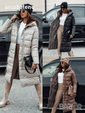 Дълго реверсивно ватирано дамско яке с качулка VELVETTI, 3цвята 