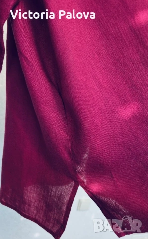 Премиум ленена риза Швеция Gudrun Sjöden XL – бордо цвят, 100% лен, снимка 12 - Ризи - 53872719