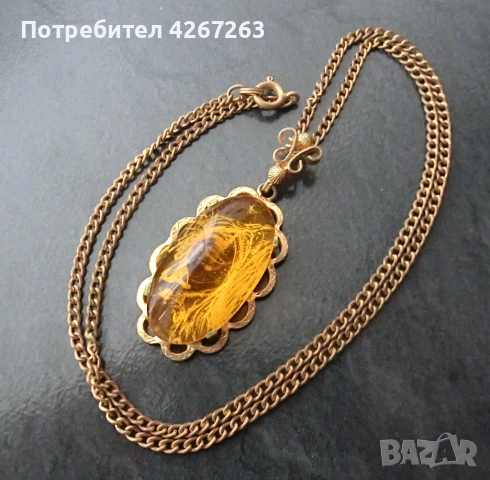 Разкошно ретро колие имитация на кехлибар, снимка 5 - Колиета, медальони, синджири - 52666691