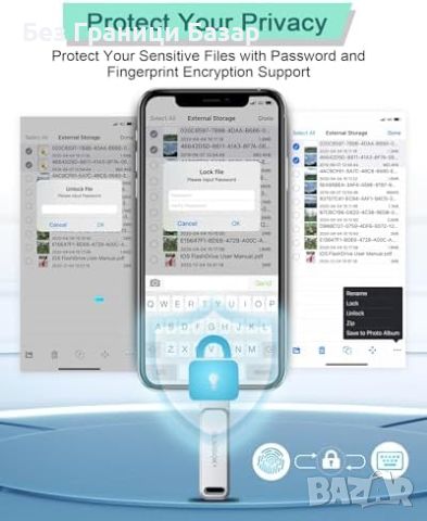 Нова Флашка за телефон 128GB памет за iPhone/Android/PC Бърз Трансфер, снимка 4 - Друга електроника - 45496343