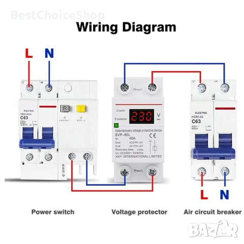 230V 40A Защита от пренапрежение - автоматичен предпазител, снимка 5 - Друга електроника - 53091705