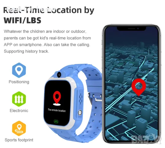 Детски Смарт часовник DH15, Видео разговори, Гласов чат, Електронна ограда, История на местоположени, снимка 3 - Детски - 49006322