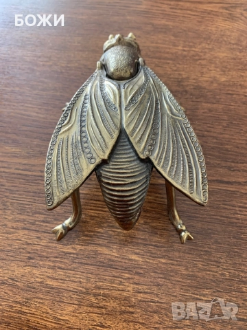 🪶 Винтидж руски месингов пепелник „Насекомо“ – СССР, колекционерска рядкост, снимка 5 - Антикварни и старинни предмети - 52106147