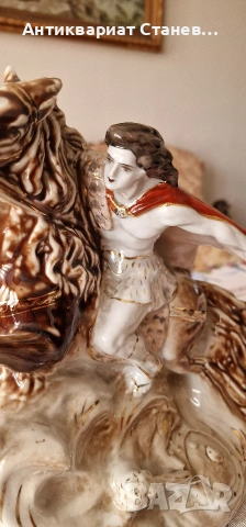 🔥 УНИКАЛНА ГОЛЯМА ПОРЦЕЛАНОВА СТАТУЕТКА – „ДАВИД САСУНСКИ“ 🔥, снимка 6 - Статуетки - 54174677