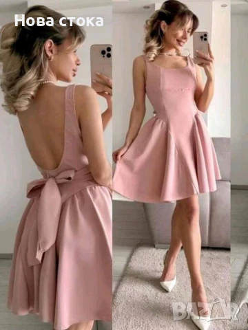 Ефектна рокля с панделка в 4 цвята, снимка 2 - Рокли - 50665419