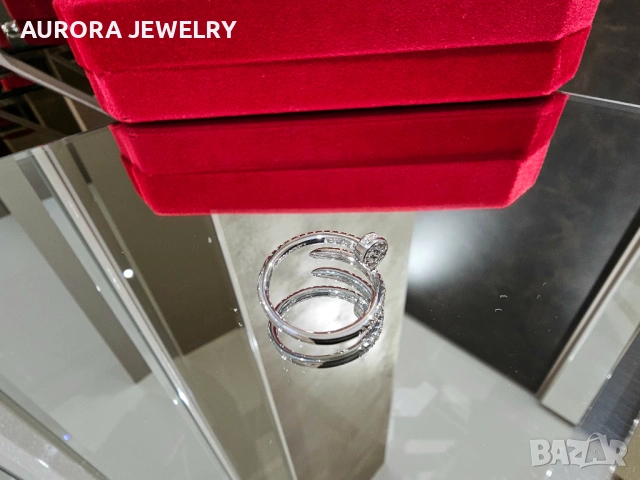 CARTIER Nail Juste un Clou Silver Small Paved Diamonds Пръстен Пирон, снимка 5 - Пръстени - 53193705