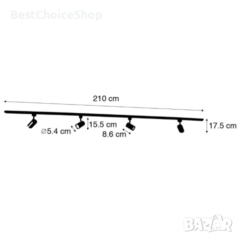 QAZQA система за осветление с релса, 4-светлинен Спот бар – Бяла , снимка 8 - Лампи за таван - 53928901