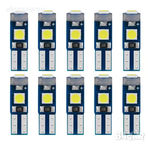 Нова Супер ярка T5 Led крушка 3SMD 3030 светлина Лампа за арматурното табло на кола индикатор, снимка 14 - Аксесоари и консумативи - 50336543