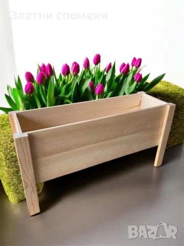 Дървена капша за саксия, снимка 3 - Саксии и кашпи - 51039652