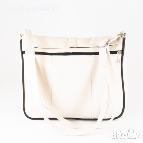 Стилна дамска чанта от естествена кожа. Цветове: черен и бял., снимка 2 - Чанти - 45026318