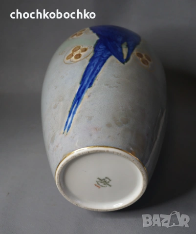 Epiag Чешка Порцеланова Ваза с папагал Чехословакия, снимка 4 - Вази - 53196734