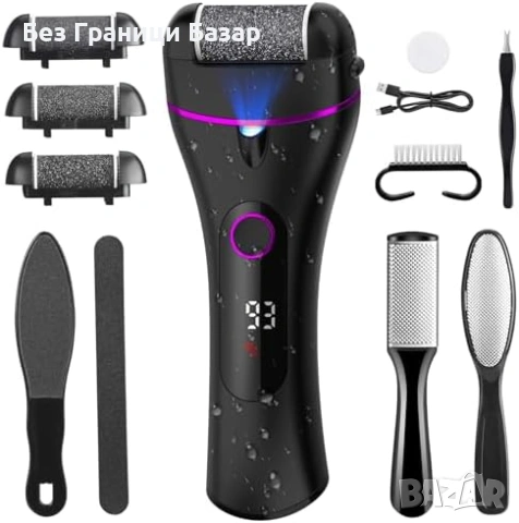 Нова Електрическа пила за пети 3 скорости LED Type-C IPX6 Уред за мазоли и загрубяла кожа