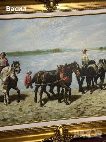 Огромна Картина масло, снимка 4 - Антикварни и старинни предмети - 54230236