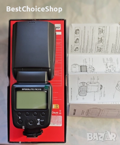 Светкавица PHOTOOLEX Speedlite FK310 за Canon, Nikon, Sony, Panasonic, Olympus, Pentax, Fujifilm , снимка 4 - Светкавици, студийно осветление - 53656818