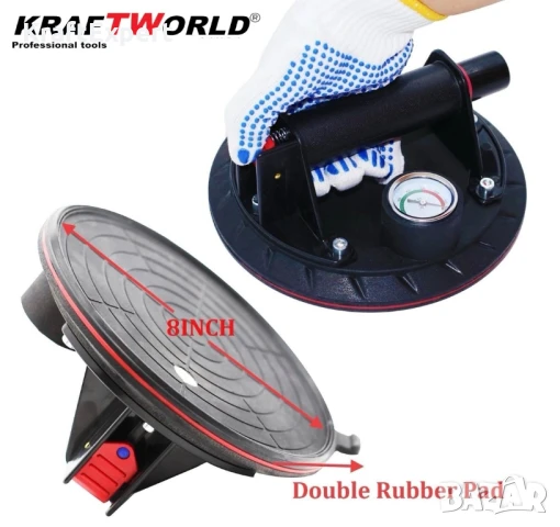 Вакуумна вендуза KraftWorld Ø200мм и Машина за Рязане на Плочки с Лазерен Водач 1200мм, снимка 8 - Измервателни инструменти - 50487691