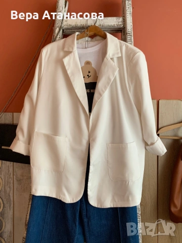 🤍 Стилно сако в бял цвят💄 Oversuzed👠