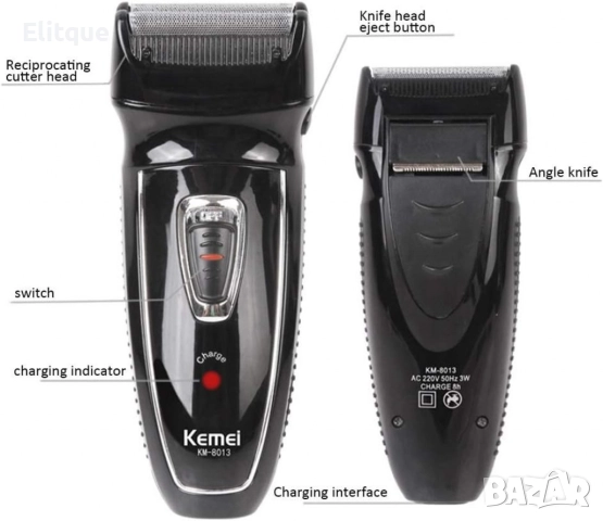 Тример за мъже Kemei KM-8013 с миеща се глава, Черен, снимка 5 - Тримери - 52832122
