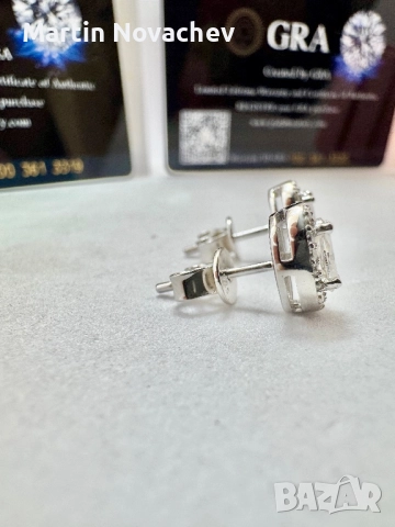 Сребърни обеци с мойсанит (Диамант) 0.5 карата, снимка 12 - Обеци - 52933479