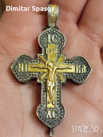 Висулка Сребърен Кръст Енколпион Разпятие Богородица Мощехранителница Религия