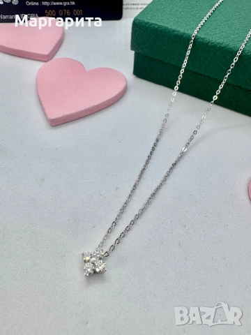 Сребърно колие с мойсанит (диамант) , снимка 7 - Колиета, медальони, синджири - 51533767