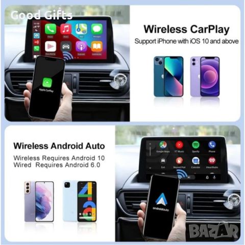 Безжичен адаптер за кола Apple CarPlay Android Auto, снимка 5 - Аксесоари и консумативи - 46169731