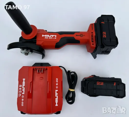 Hilti AG 6D-22 Nuron - НОВ Безчетков ъглошлайф с SensTech 2x22V 5.1Ah 2024г, снимка 1